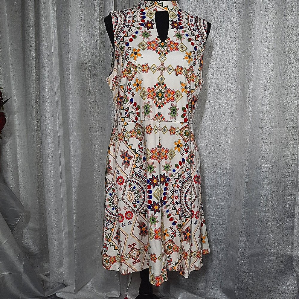 New York and Company Multi colors Retro MIDI Dress size XL